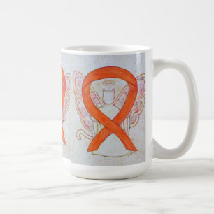 Caneca De Café Laranja Cat Sensibilização Fita Angel Art Mug