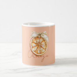 Caneca De Café Laranja com Laço de Creme Bonito