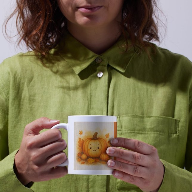 Caneca De Café laranja Cozy Fall vibes Pumpkin Folhas (Criador carregado)