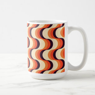 Caneca De Café Laranja, Creme, Anos 50-Arte Abstrato