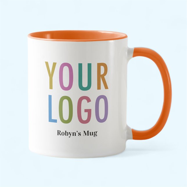 Caneca de Café Laranja e Branco Logotipo Personali (MISOOK 11 oz Orange Two Tone Mug with Logo)