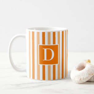 Caneca De Café Laranja e Branco Moderno, Brilhados Inicialmente
