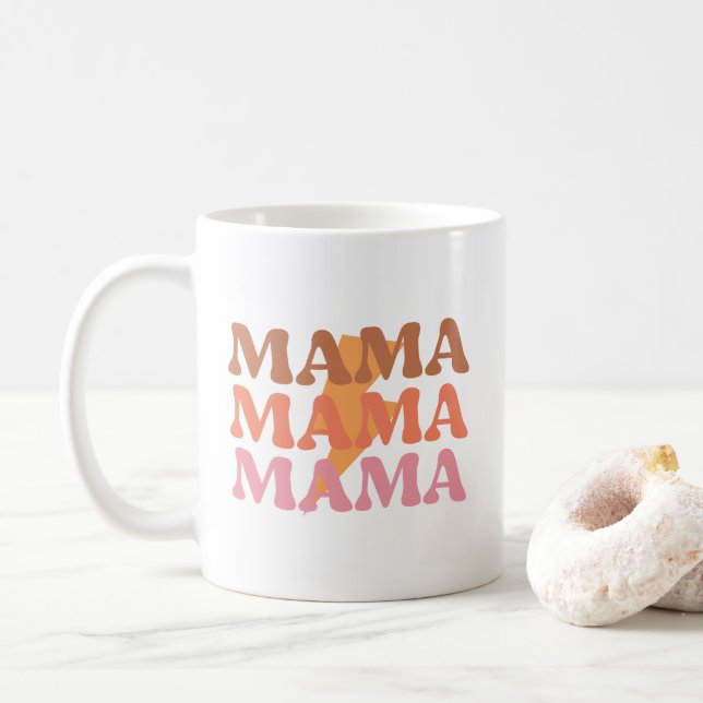 Caneca De Café Laranja e rosa Mama Mama Café Mug (Com Donut)