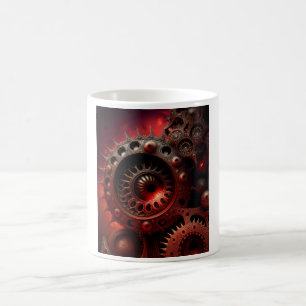 Caneca De Café Laranja Escuro Fractal Mandelbrot Steampunk