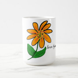 Caneca De Café Laranja Floral Amor Cresce