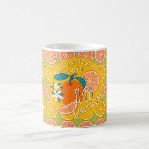 Caneca De Café Laranja Frutado 10º Aniversário Verde