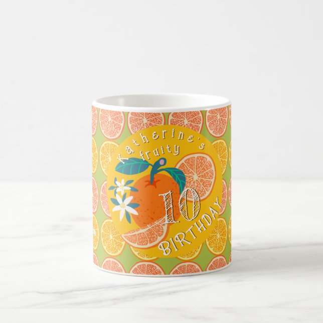 Caneca De Café Laranja Frutado 10º Aniversário Verde (Centro)