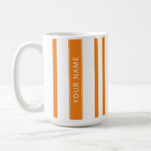 Caneca De Café Laranja - Listras Verticais com Seu Nome Mug