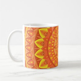 Caneca De Café Laranja Mandala Quente Boho Padrão Geométrico Vibr