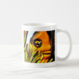 Caneca De Café Laranja Palhaço Peixe aquarela pintura original