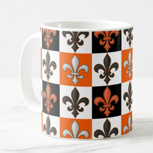 Caneca De Café Laranja Preto-Branco-Verificado Design