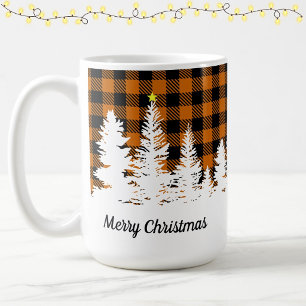 Caneca De Café Laranja Queimado Xadrez Búfalo Floresta Feliz Nata