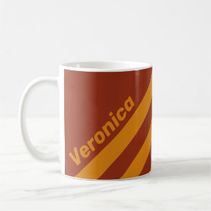 Caneca De Café Laranja Retro Ferrugem Três Listras com Nome