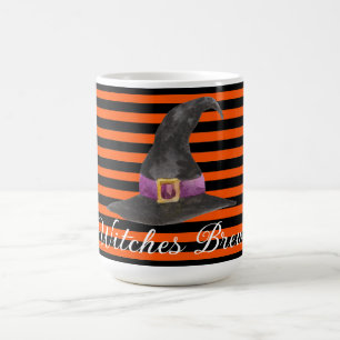 Caneca De Café Laranja Stripe Witches Brew