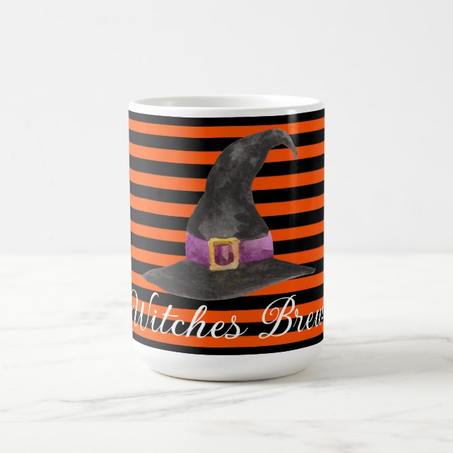 Caneca De Café Laranja Stripe Witches Brew (Centro)