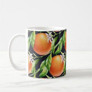 Caneca De Café Laranjas de Aquarela: Padrão Sem Costura De Citros