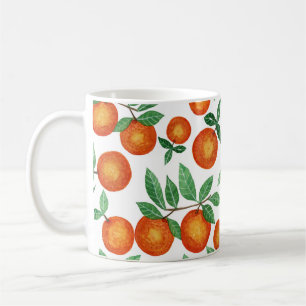 Caneca De Café Laranjas de Verão Citrus Watercolor Fruta Padrão