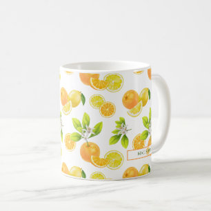 Caneca De Café Laranjas e Limões de Arte de Frutas Citrinos
