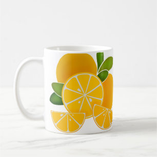 Caneca De Café Laranjas, fatias de laranja, frutas de citrinos