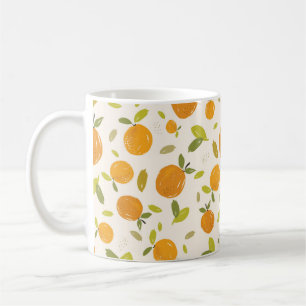 Caneca De Café Laranjas pintadas à mão design de fruta de padr