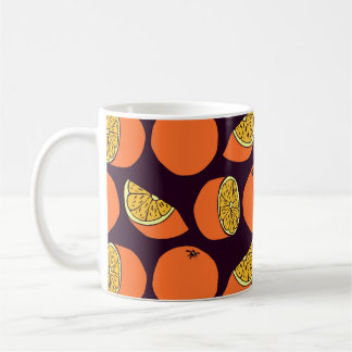 Caneca De Café Laranjas sem soldadura, textura de safra.