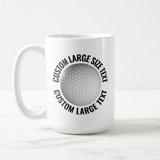 Caneca De Café Large Personalized Text Golf Ball 15oz. Custom (Esquerda)