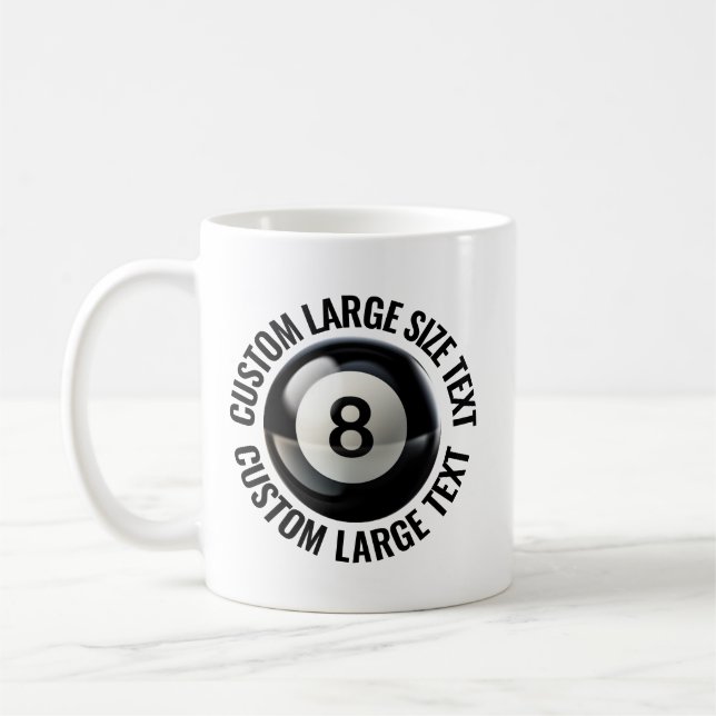 Caneca De Café Large Personalized Text Pool 8 Ball 11 oz. Custom (Esquerda)