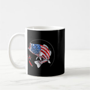 Caneca De Café Largemouth B Peixe EUA Bandeira Americana Pesca 