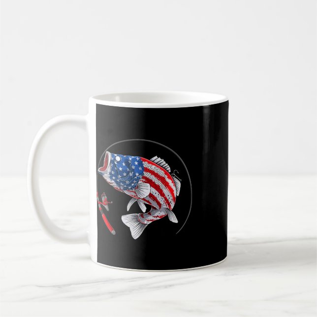 Caneca De Café Largemouth B Peixe EUA Bandeira Americana Pesca  (Esquerda)