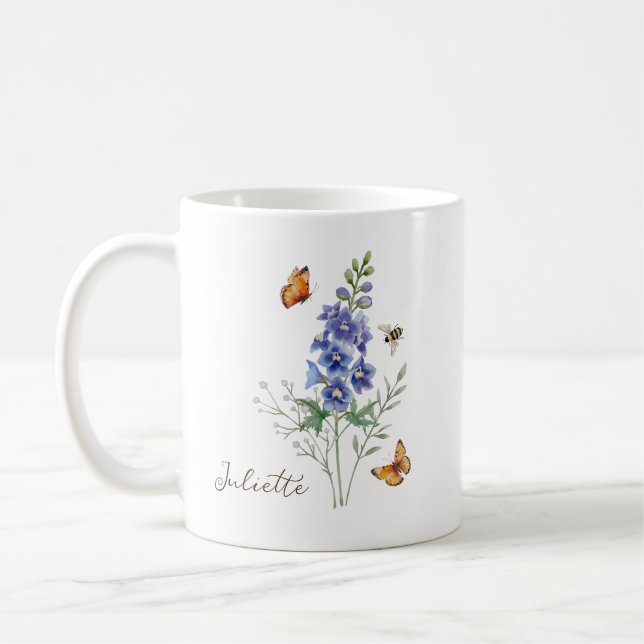 Caneca De Café Larkspur Birth Month Flower (Esquerda)