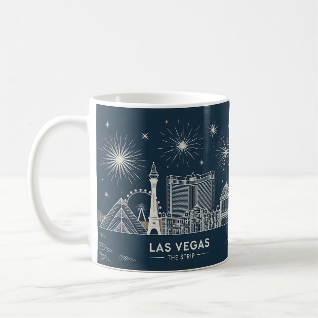 Caneca De Café Las Vegas Strip Nevada Skyline Line Art Cityscape (Esquerda)
