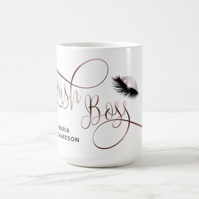 Caneca De Café Lash Boss Lash Artist Eyebrow Lashes Rosa Dourado (Centro)