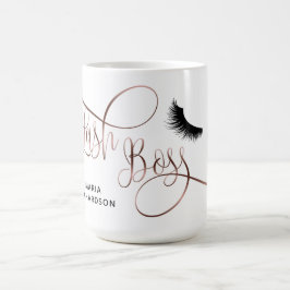 Caneca De Café Lash Boss Makeup Eyebrow Olhos Lashes Rosa Dourado