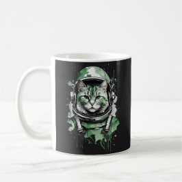 Caneca De Café Lash de Gato do Astronauta Verde