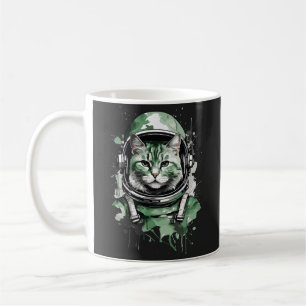 Caneca De Café Lash de Gato do Astronauta Verde