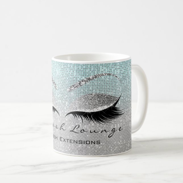 Caneca De Café Lashes Beauty Studio Makeup Artist Blue Aqua (Frente Esquerda)