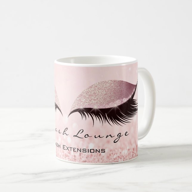 Caneca De Café Lashes Extenção Beleza Studio Rosa Olho Brilhante (Frente Esquerda)