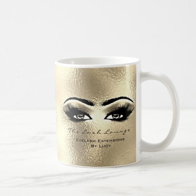 Caneca De Café Lashes Extension Beauty Studio Dourado Olhos Glitt (Direita)