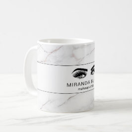 Caneca De Café Lashes Makeup Artista Luxe White Marble