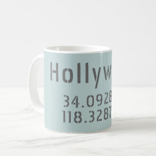 Caneca De Café Latitude Longitude de Hollywood