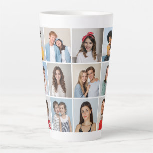 Caneca De Café Latte 12 Colagem de Fotos - A Cor De Fundo Pode Ser Alte