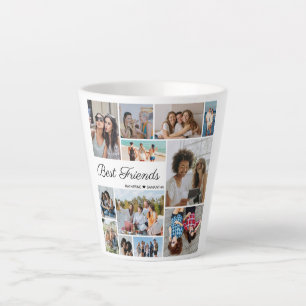 Caneca De Café Latte 12 Colagem de Fotos Melhores Amigos Para Sempre