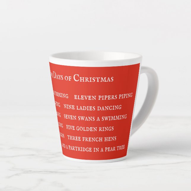 Caneca De Café Latte 12 DIAS LYRICS Latte Mug/Vermelho (Ângulo direito)