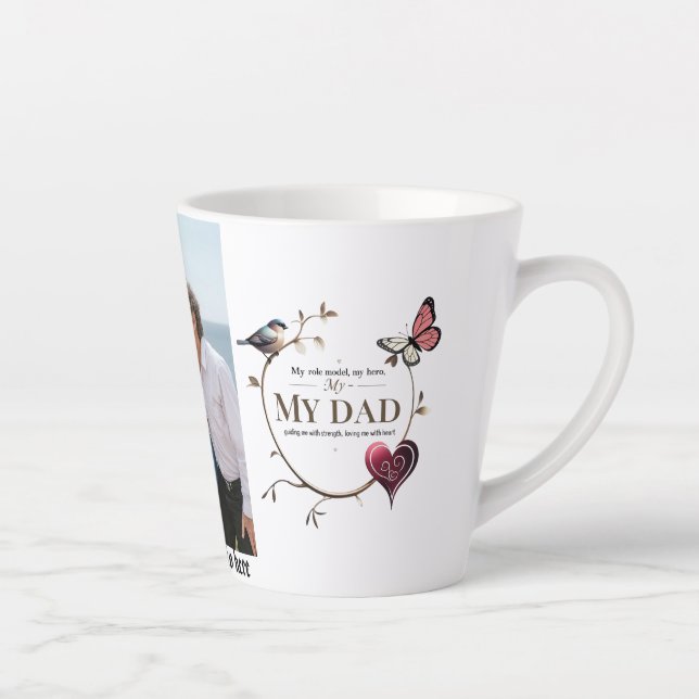Caneca De Café Latte 12 oz - Mug personalizado com felicidade (Direita)