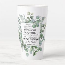 Caneca De Café Latte 1 Corinthians 15:58 Inspirational Verse Eucalyptus