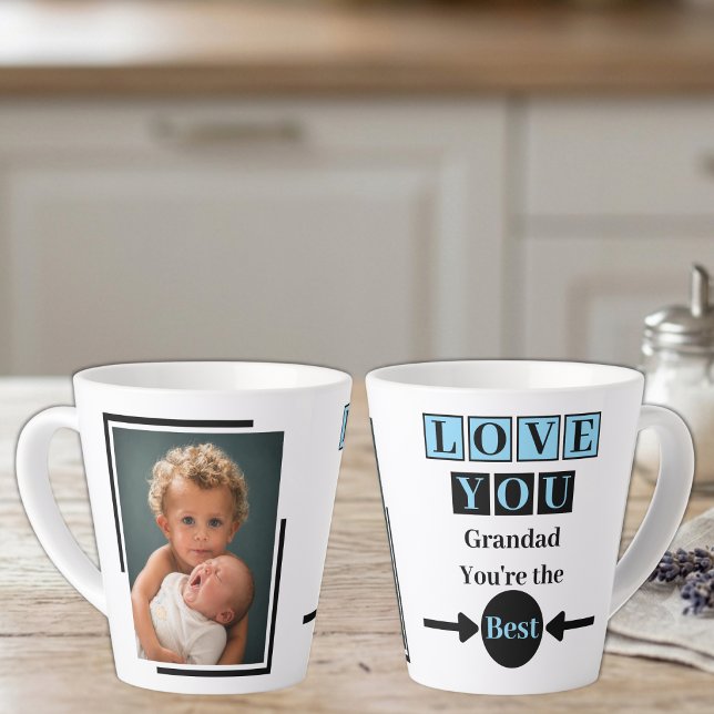 Caneca De Café Latte 1 foto amo você avô azul (Criador carregado)