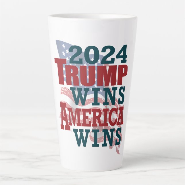 Caneca De Café Latte 2024 Trump vence - América vence (Frente)