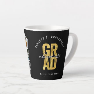 Caneca De Café Latte 2026 Bold GRAD 8 Foto Formatura Moderno Estiloso