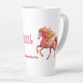 Caneca De Café Latte 2026 Fiery Horse – Happy Chinese New Year