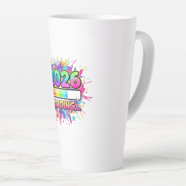 Caneca De Café Latte 2026 Loading... Progress Bar Sticker (Ângulo direito)